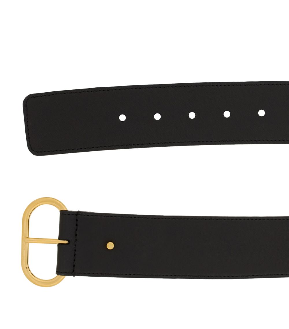 Saint Laurent Saint Laurent Leather Oval-Buckle Belt