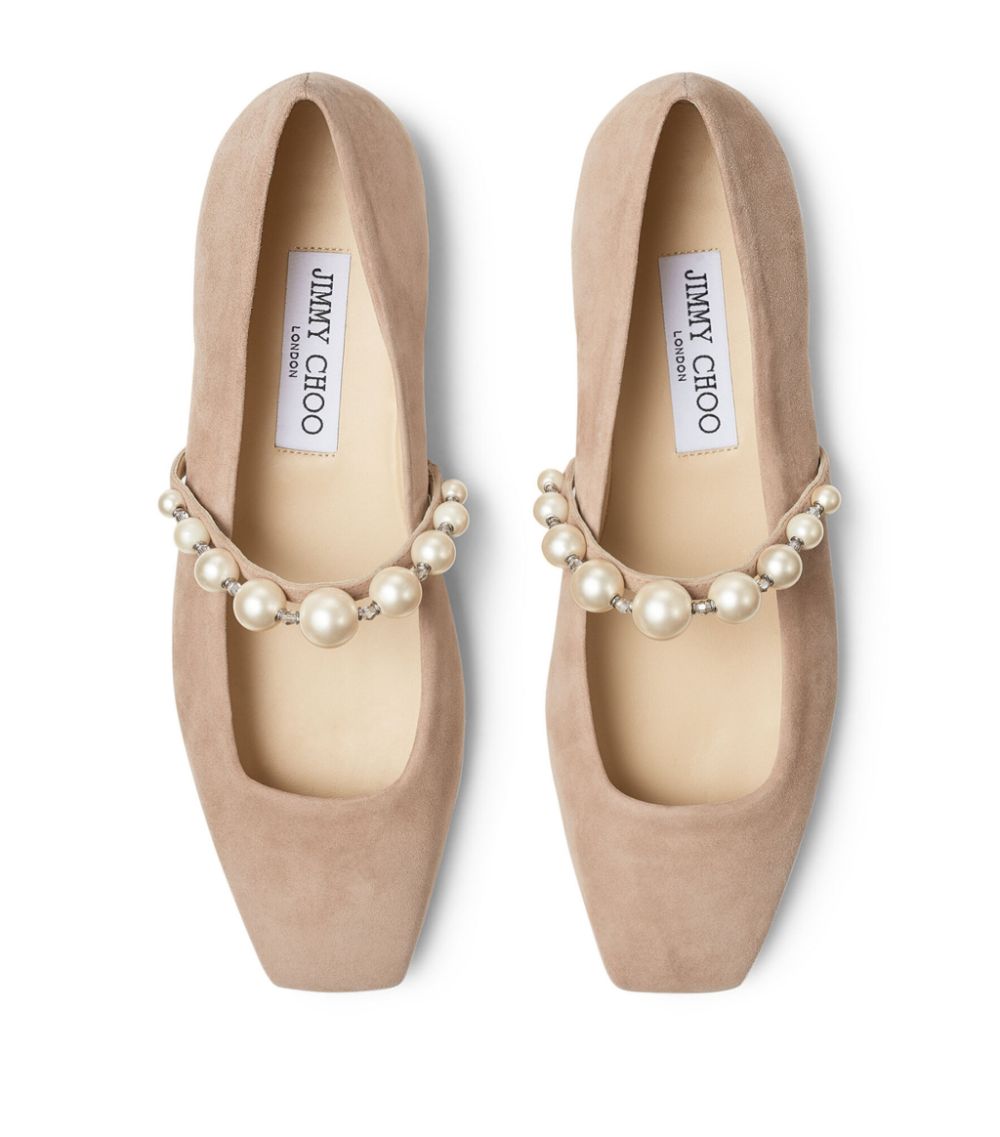 Jimmy Choo Jimmy Choo Ade Embellished Suede Ballerina Flats