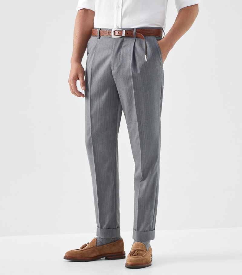 Brunello Cucinelli Brunello Cucinelli Virgin Wool Chevron Trousers