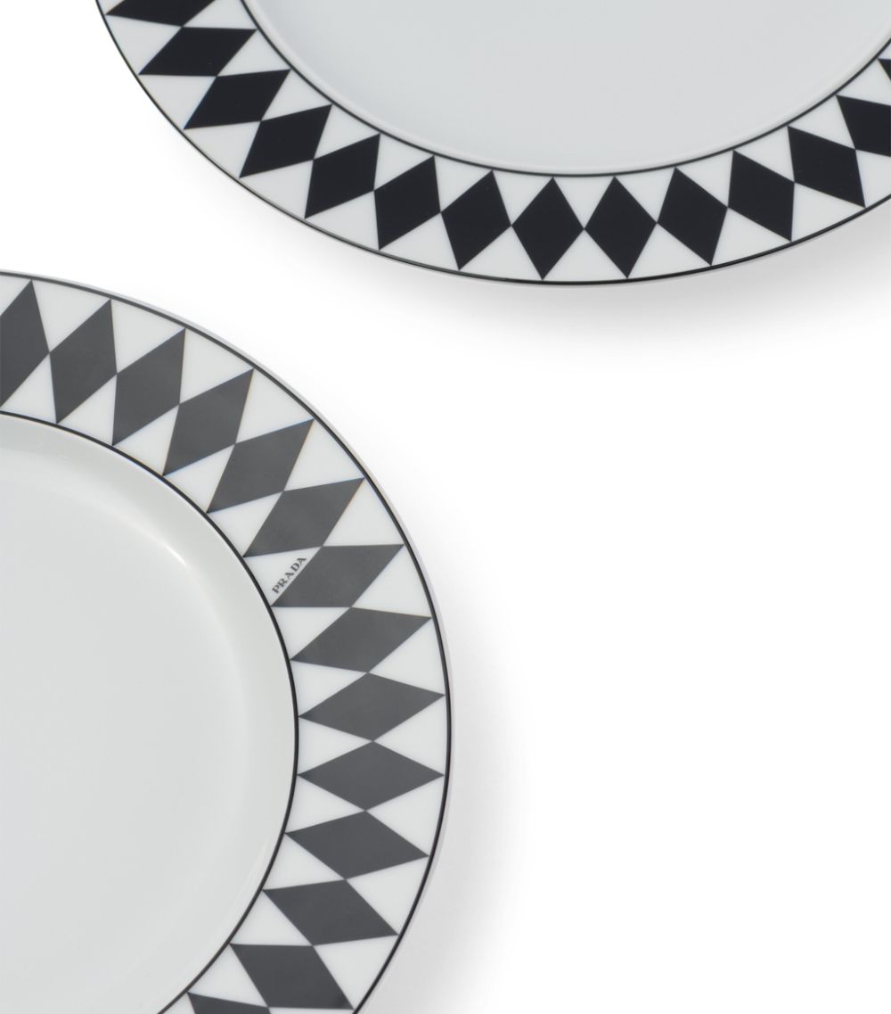 Prada Prada Set Of 2 Porcelain Chequerboard Dessert Plates (22Cm)