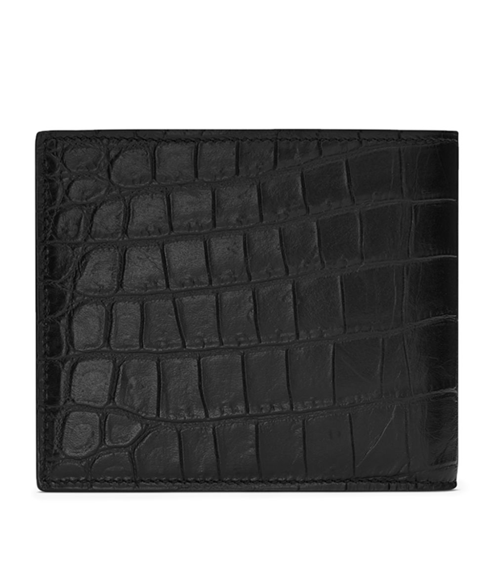 Saint Laurent Saint Laurent Croc-Embossed Leather Monogram Card Holder