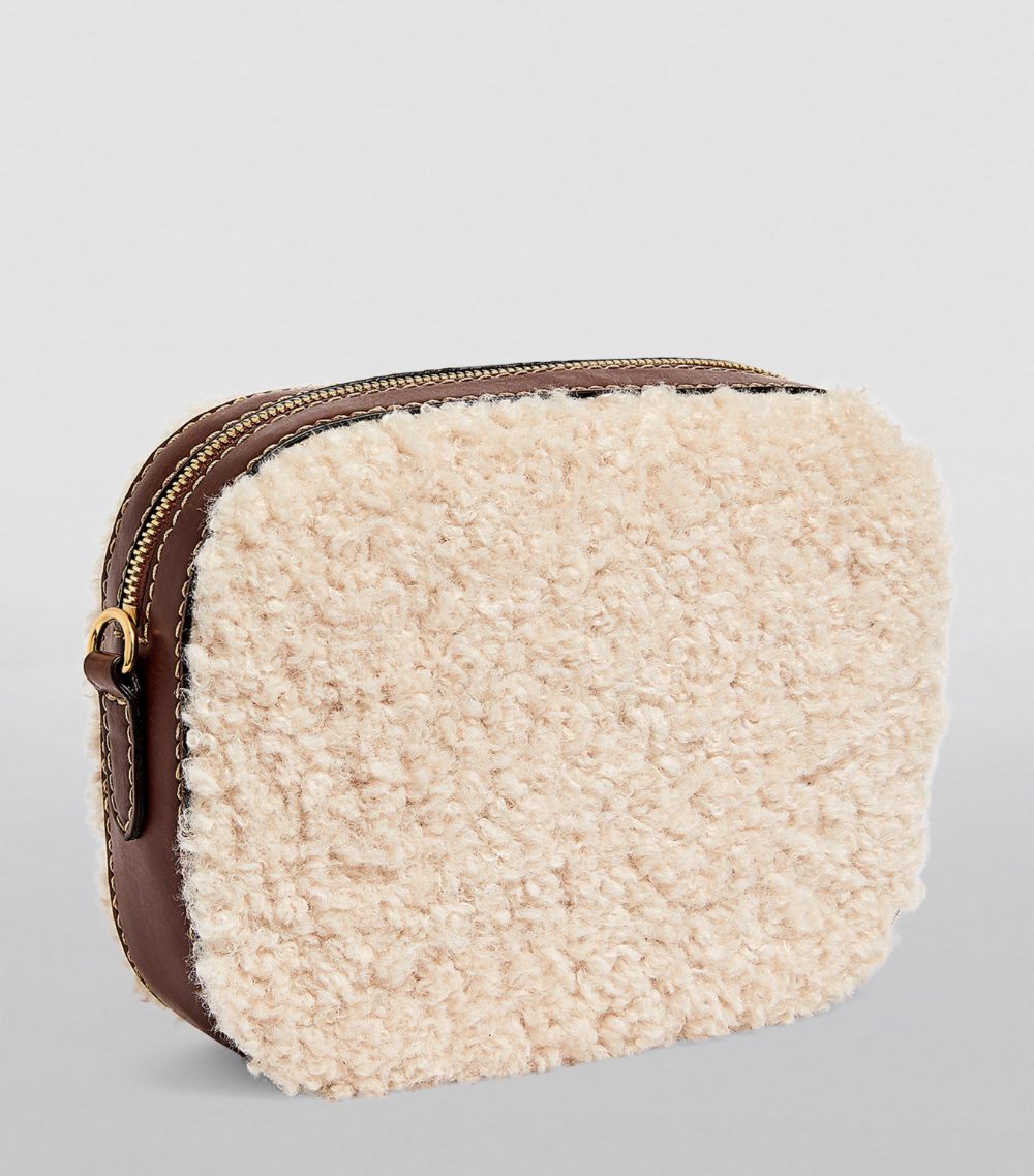 Stella McCartney Stella McCartney Mini Faux Shearling Stella Logo Cross-Body Bag