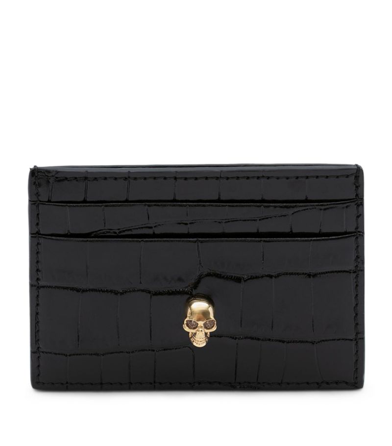 Alexander McQueen Alexander Mcqueen Croc-Embossed Leather Skull Card Holder