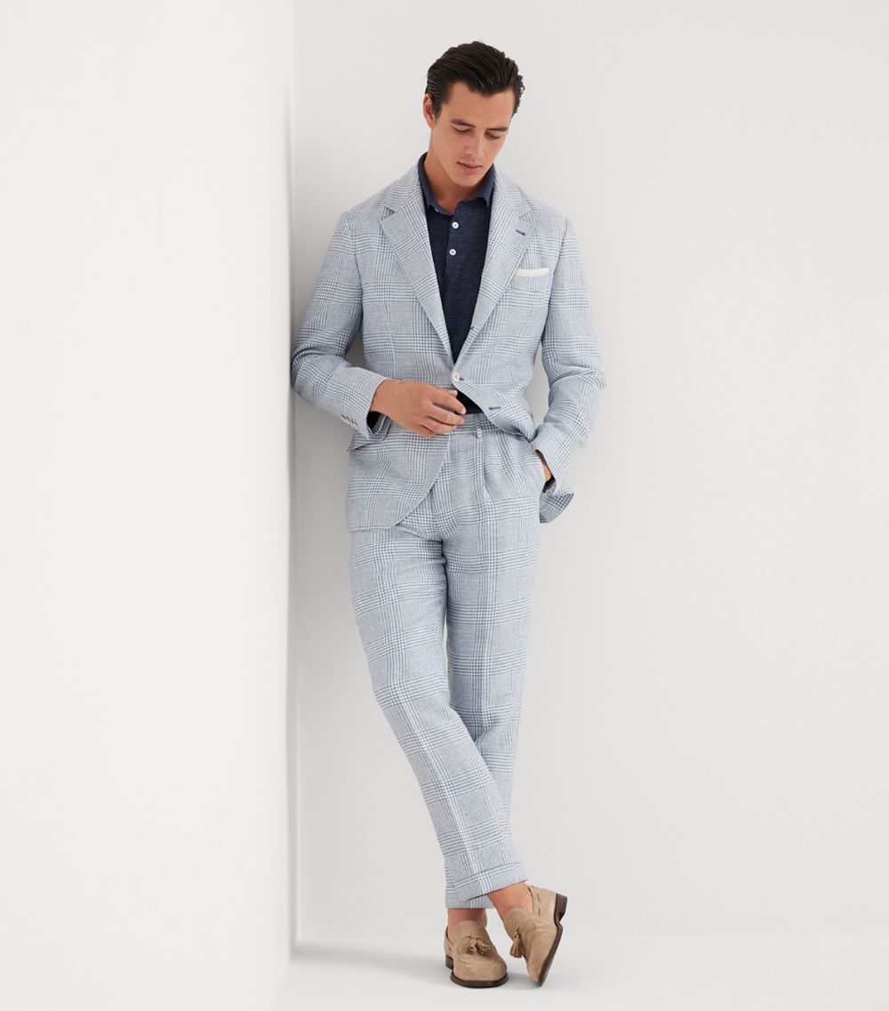 Brunello Cucinelli Brunello Cucinelli Linen-Blend Prince Of Wales Check Trousers