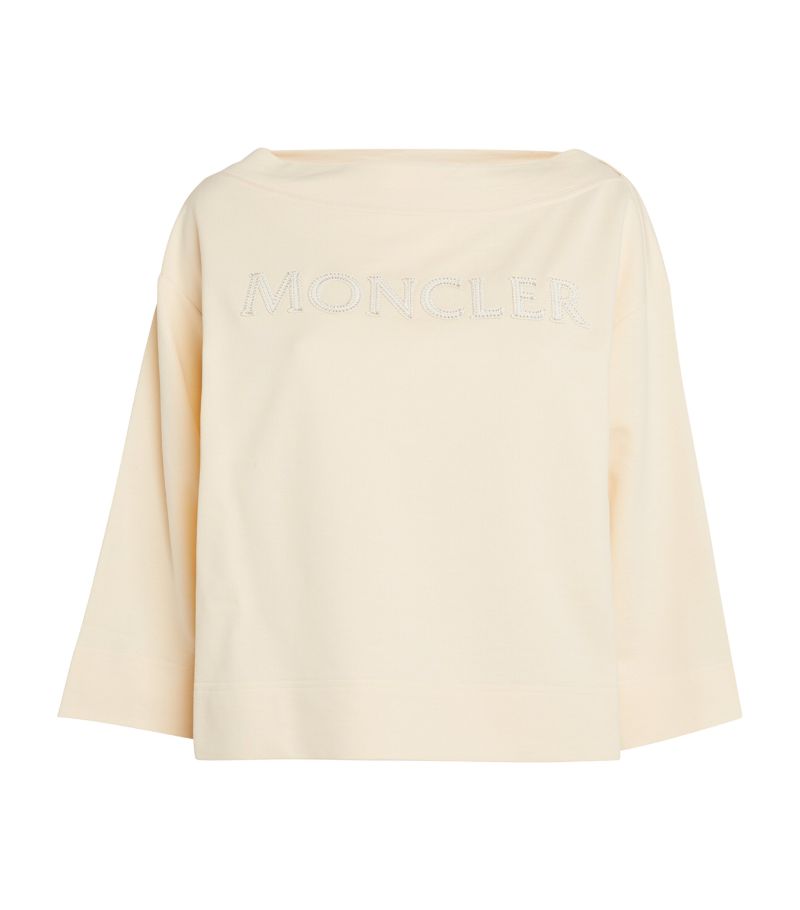 Moncler Moncler Cotton Boat-Neck Logo T-Shirt