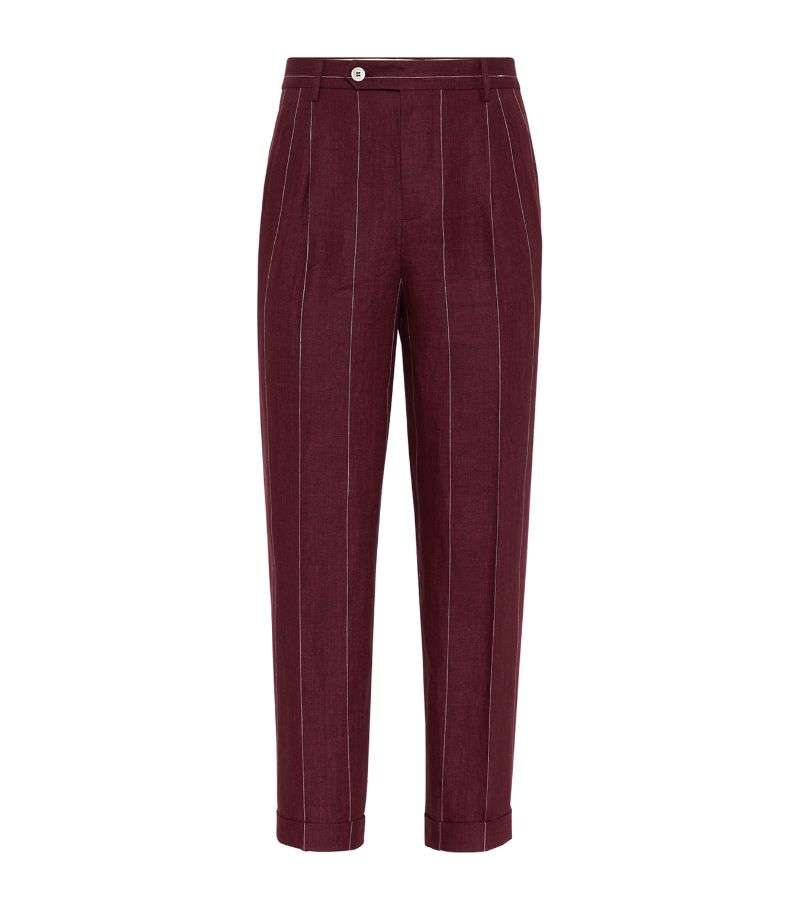 Brunello Cucinelli Brunello Cucinelli Linen Chalk-Stripe Trousers