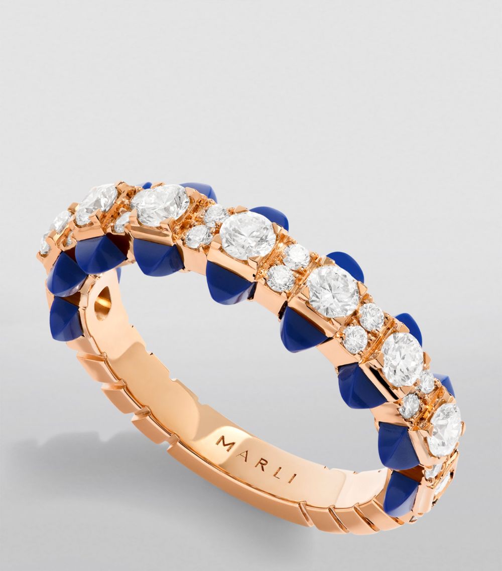  Marli New York Rose Gold, Diamond And Lapis Lazuli Tip-Top Ring