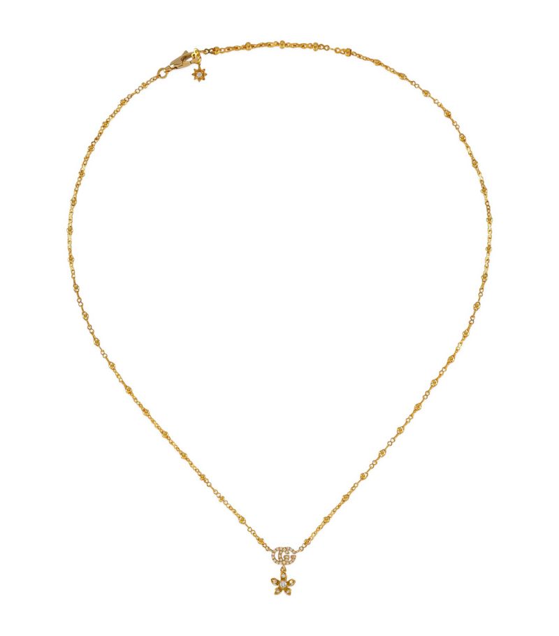 Gucci Gucci Yellow Gold And Diamond Flora Necklace