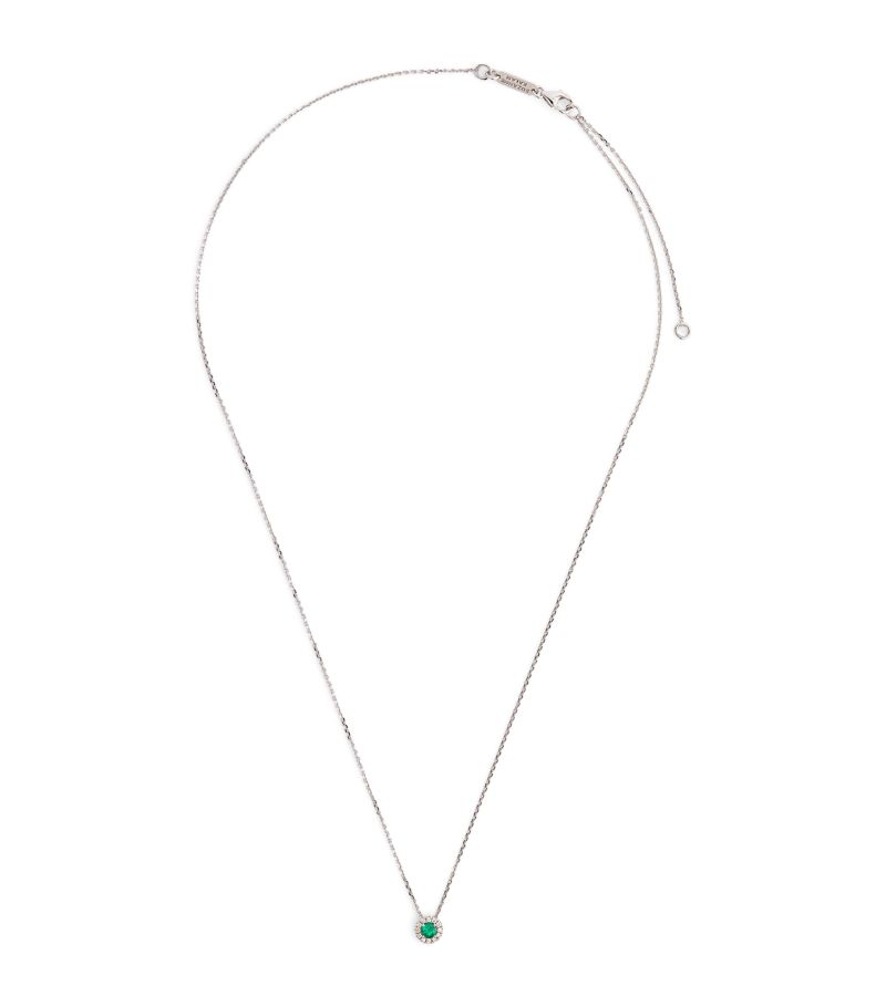 Suzanne Kalan Suzanne Kalan Mini White Gold, Diamond And Emerald Classic Pendant Necklace