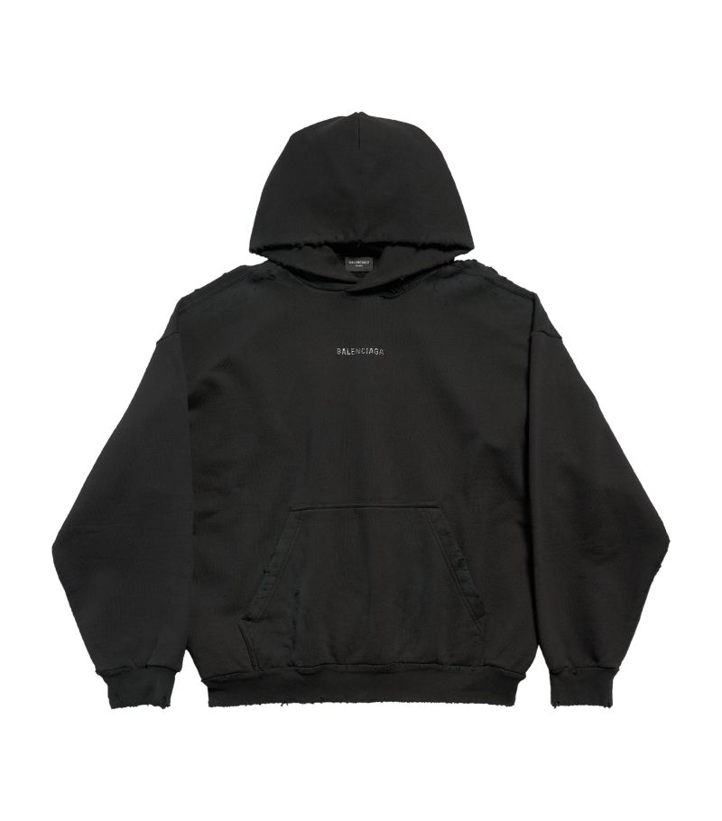 Balenciaga Balenciaga Cotton Distressed Logo Hoodie