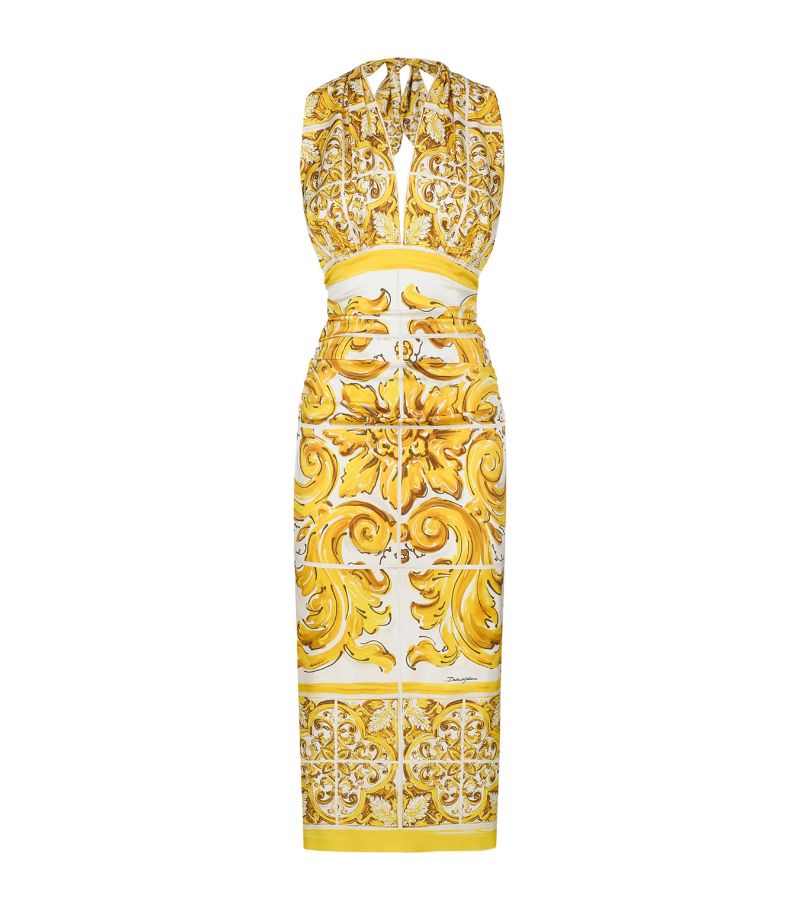 Dolce & Gabbana Dolce & Gabbana Halterneck Majolica Midi Dress