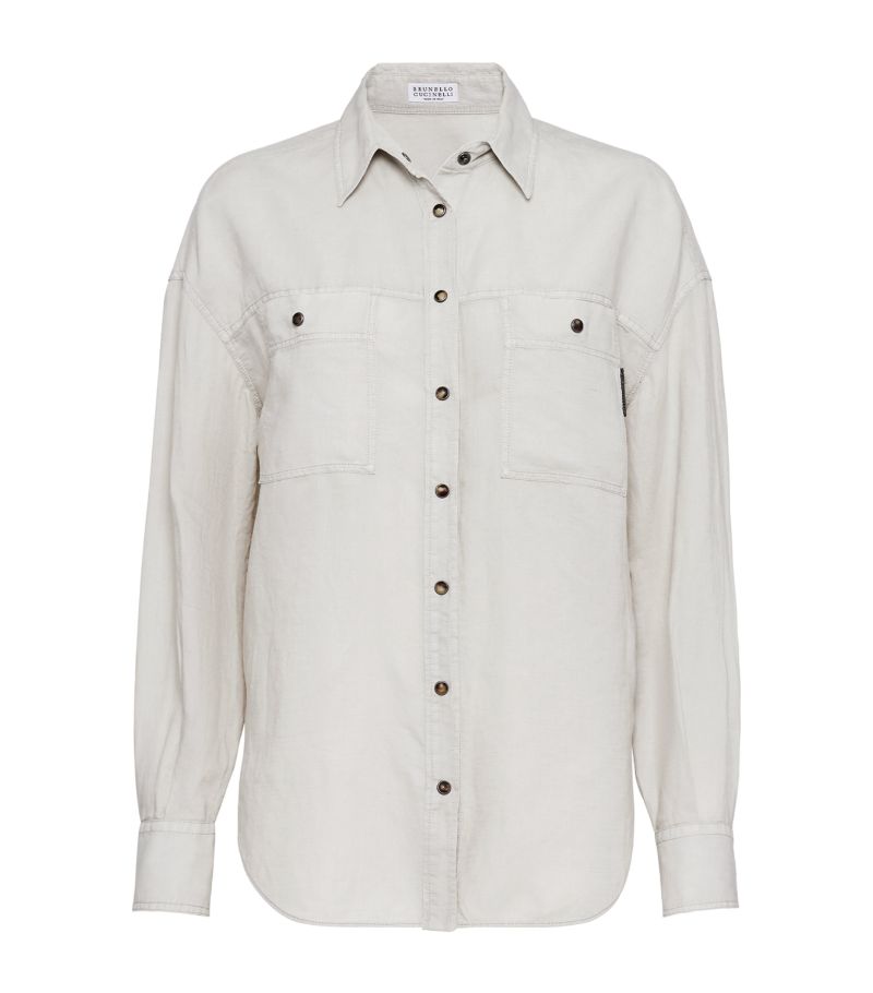 Brunello Cucinelli Brunello Cucinelli Garment-Dyed Linen-Cotton Shirt