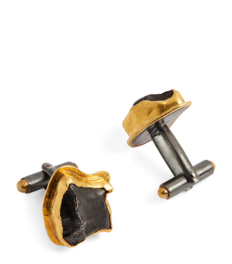 Brooski Brooski Gold And Meteorite Cufflinks
