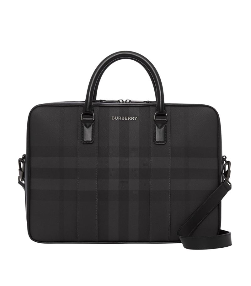 Burberry Burberry Leather-Trim Check Briefcase