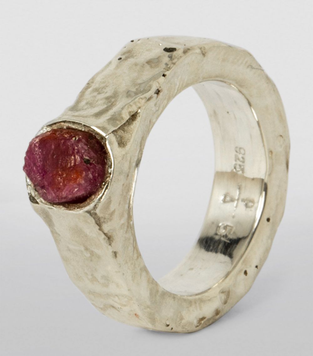 Parts Of Four Parts Of Four Polished White Gold, Sterling Silver And Ruby Sistema Ring