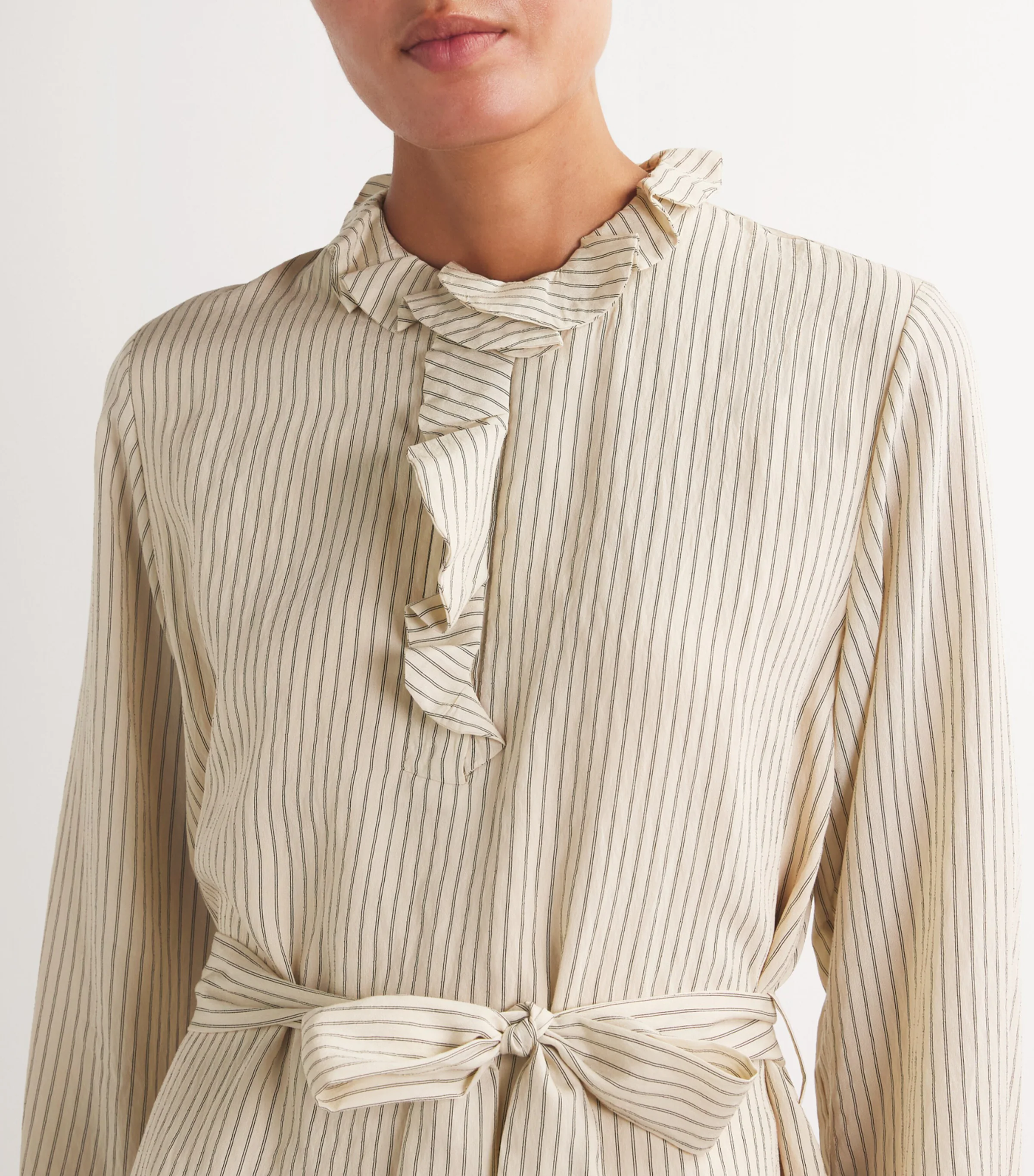  Claudie Pierlot Striped Ruffle-Detail Mini Dress