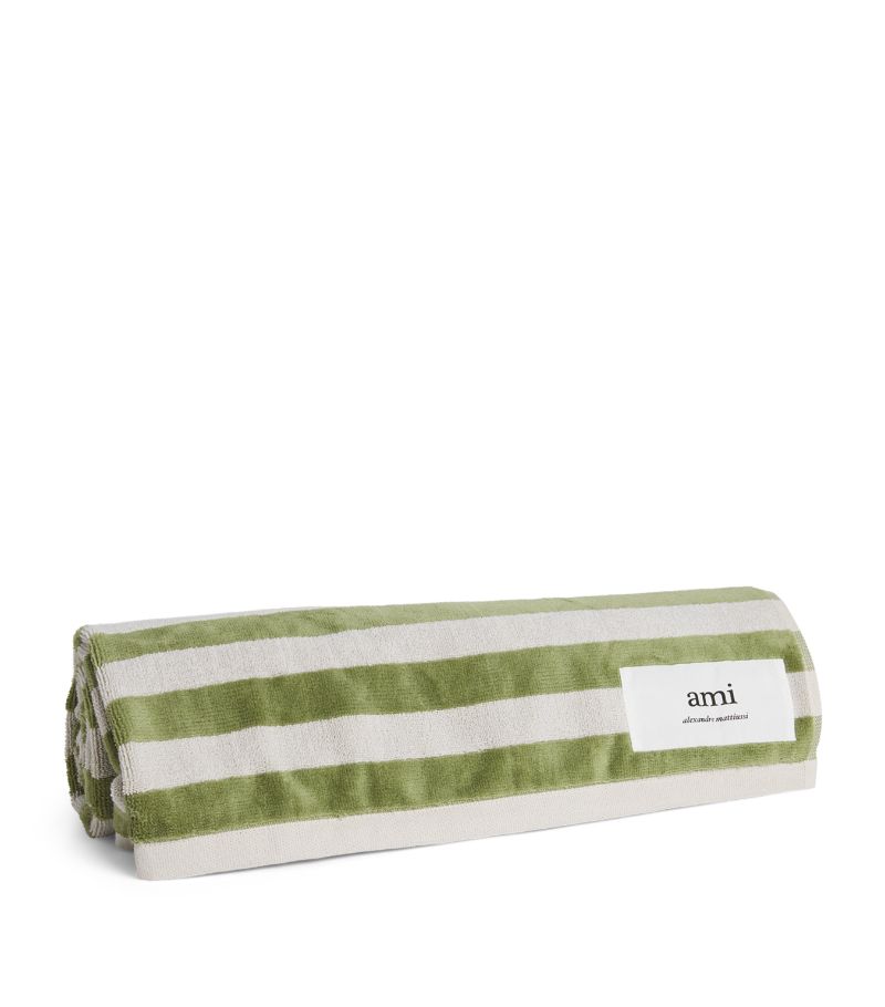 Ami Paris Ami Paris Organic Cotton Striped Beach Towel (160Cm X 85Cm)