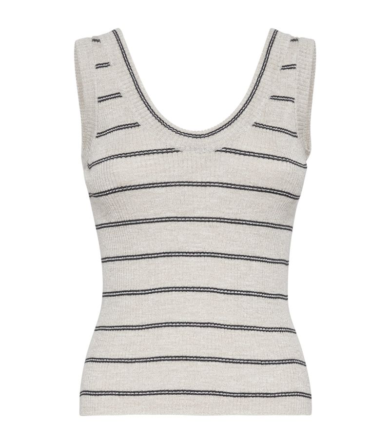 Brunello Cucinelli Brunello Cucinelli Linen-Blend Rib-Knit Tank Top