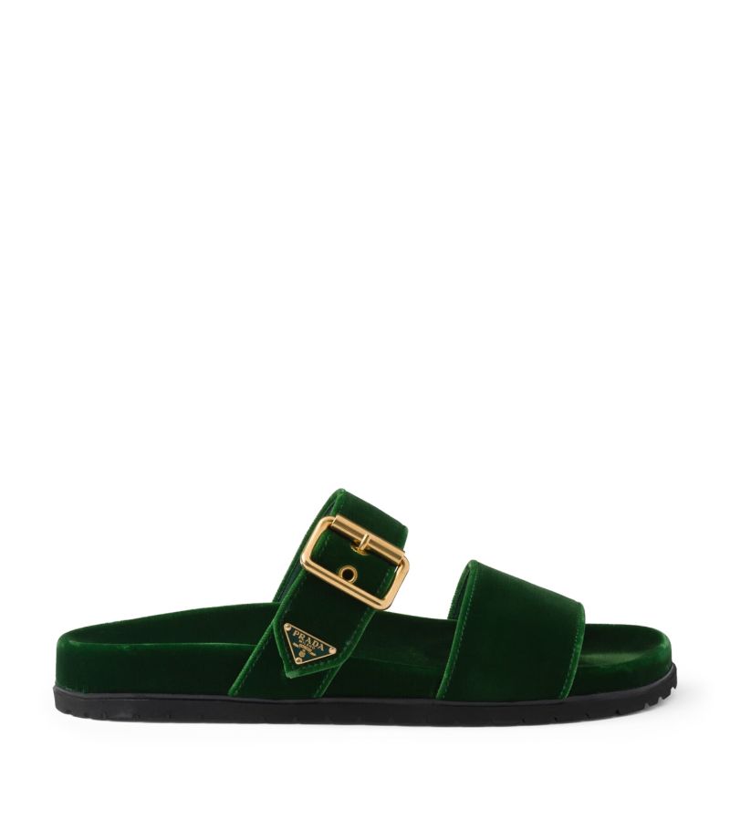 Prada Prada Velvet Buckle Slides