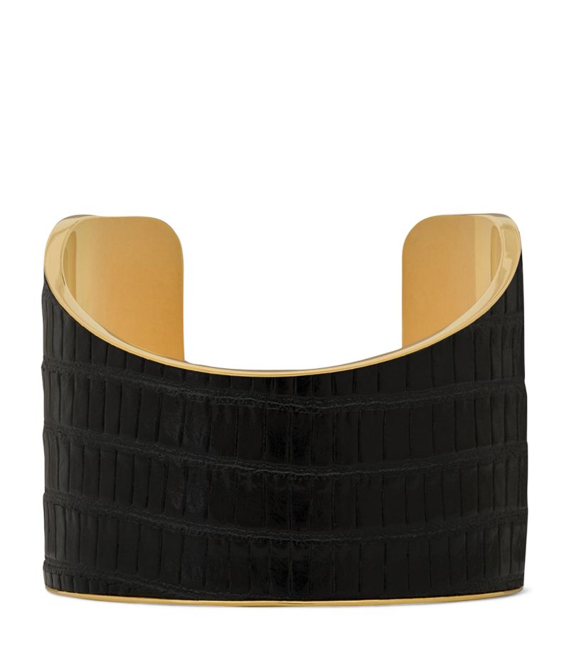 Saint Laurent Saint Laurent Leather Asymmetric Cuff Bracelet