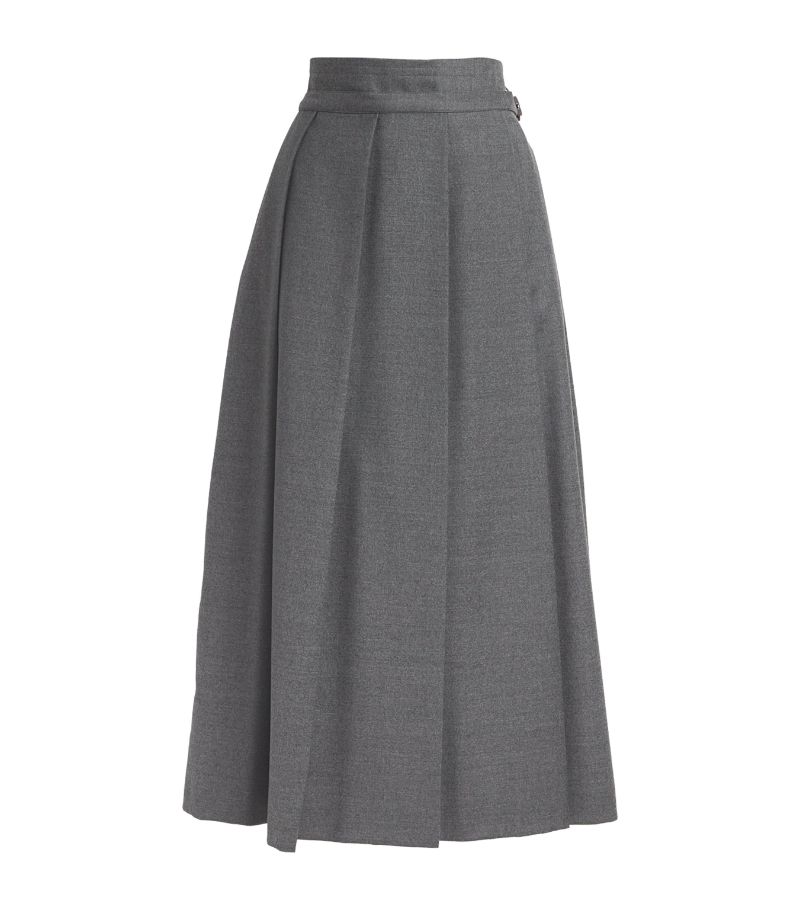 Weekend Max Mara Weekend Max Mara Virgin Wool Pleated Midi Skirt