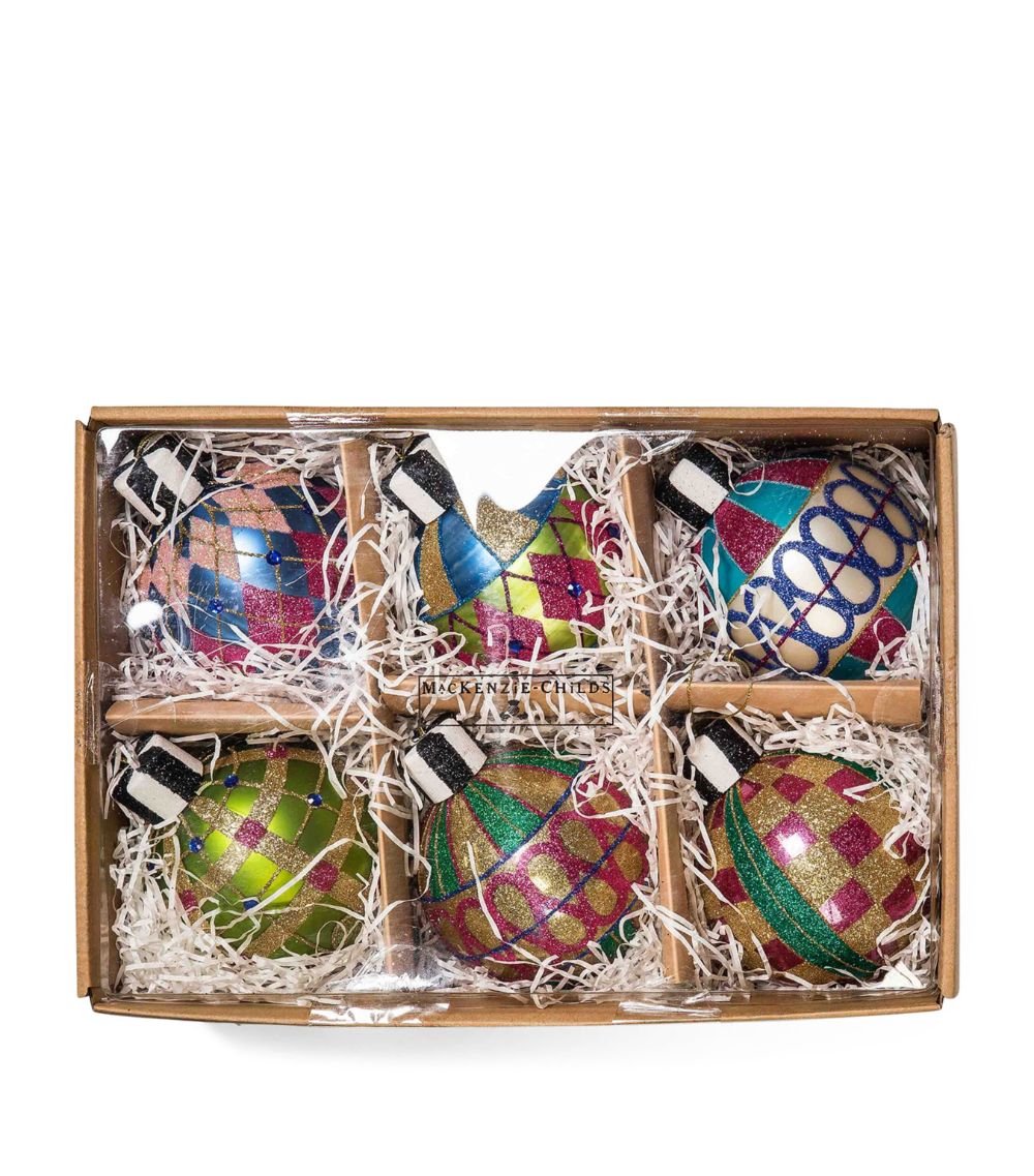 Mackenzie-Childs MacKenzie-Childs Glass Granny Kitsch Baubles (Set of 6)