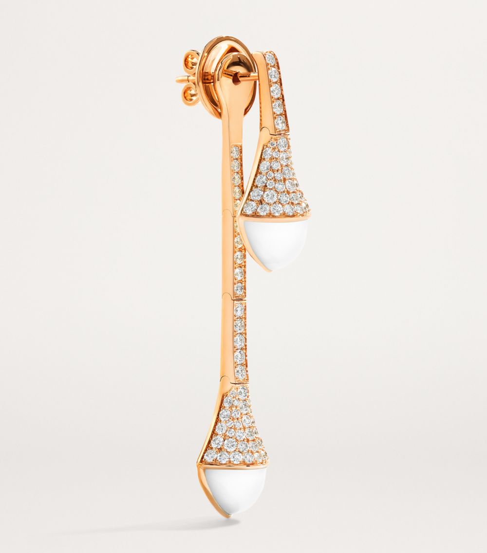  Marli New York Rose Gold, Diamond And White Agate Cleo Drop Earrings