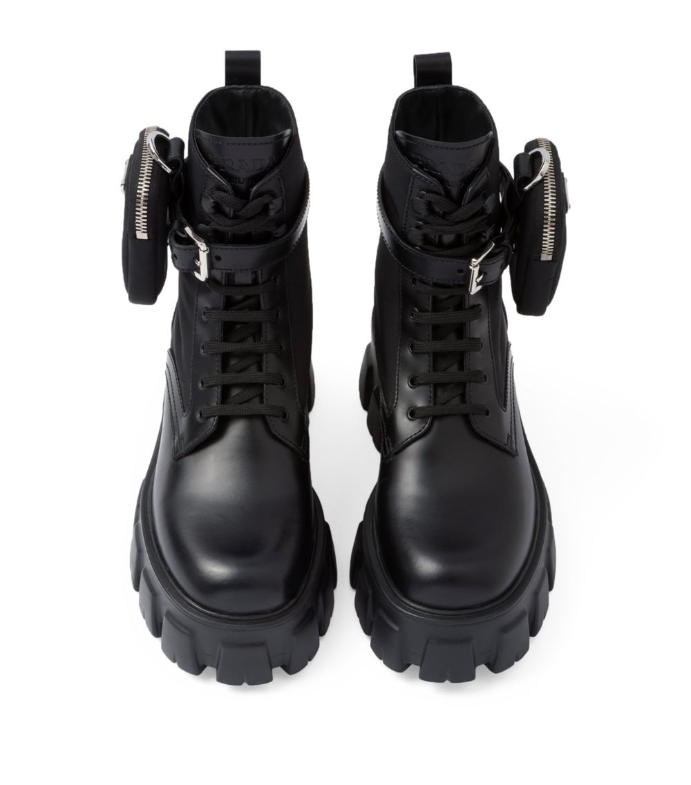 Prada Prada Monolith Lace-Up Boots with Pouch