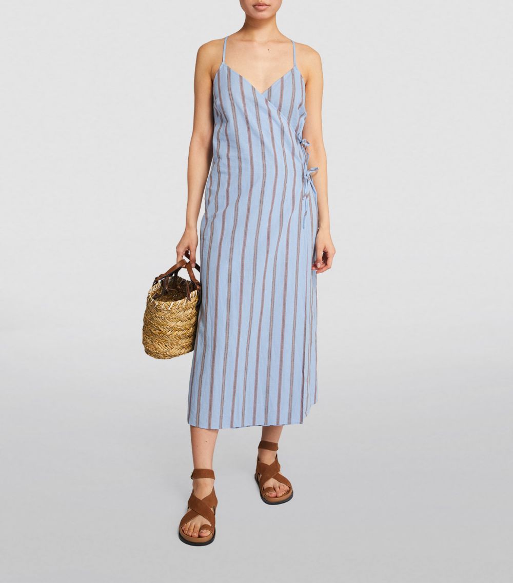 Max & Co. Max & Co. Linen-Cotton Striped Wrap Dress