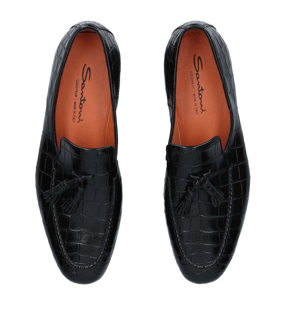 Santoni Santoni Crocodile Leather Carlos Loafers