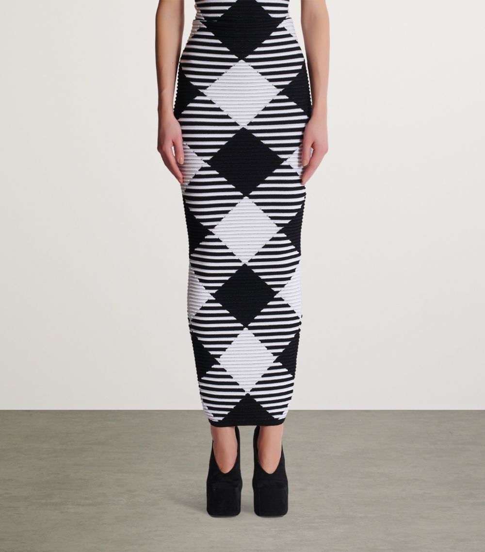 Balmain Balmain Rolled-Knit Gingham Maxi Skirt