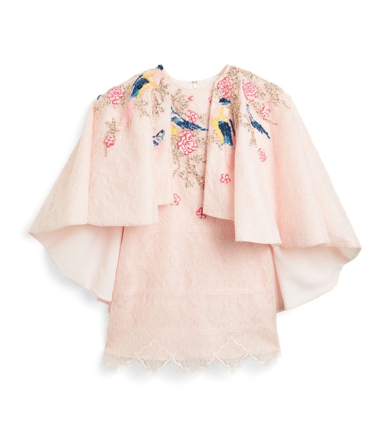 Mischka Aoki Kids Mischka Aoki Kids Embroidered Lace Cape-Sleeve Dress (4-12 Years)