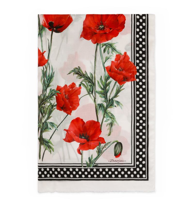 Dolce & Gabbana Dolce & Gabbana Silk Poppy Print Scarf