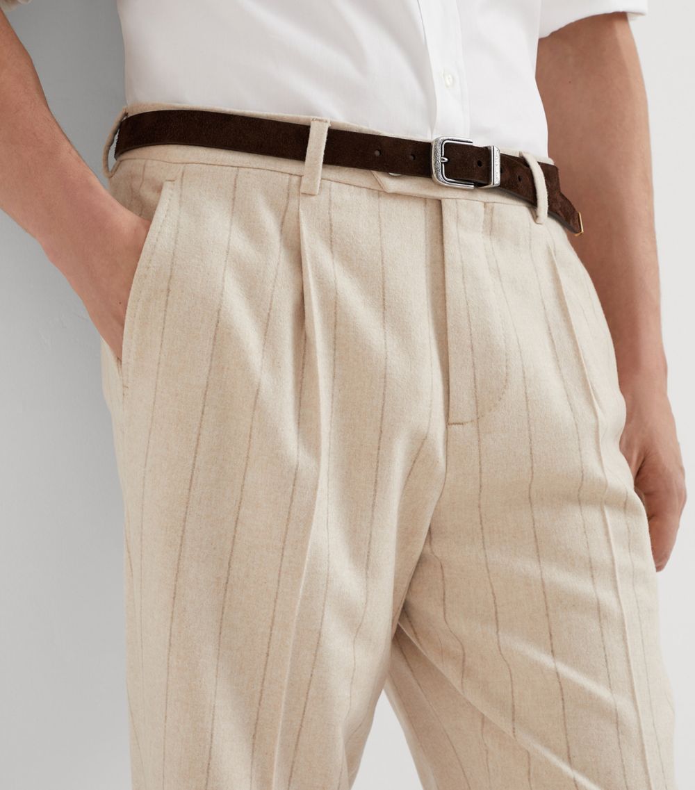 Brunello Cucinelli Brunello Cucinelli Alpaca-Blend Chalk Stripe Trousers