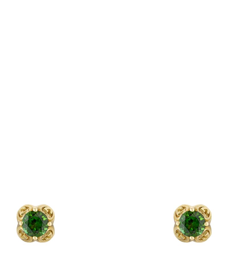 Gucci Gucci Yellow Gold and Tourmaline Interlocking G Earrings