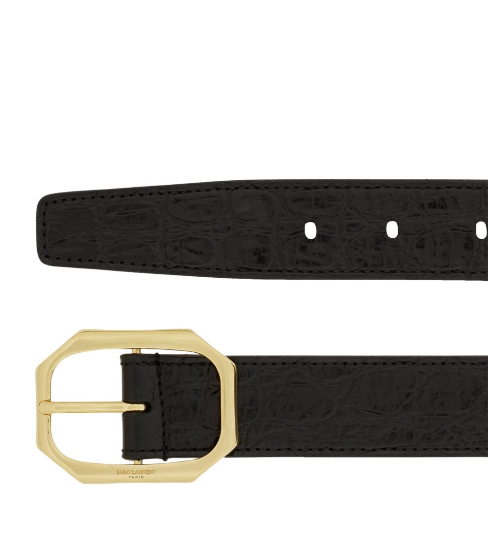 Saint Laurent Saint Laurent Leather Octagonal Belt