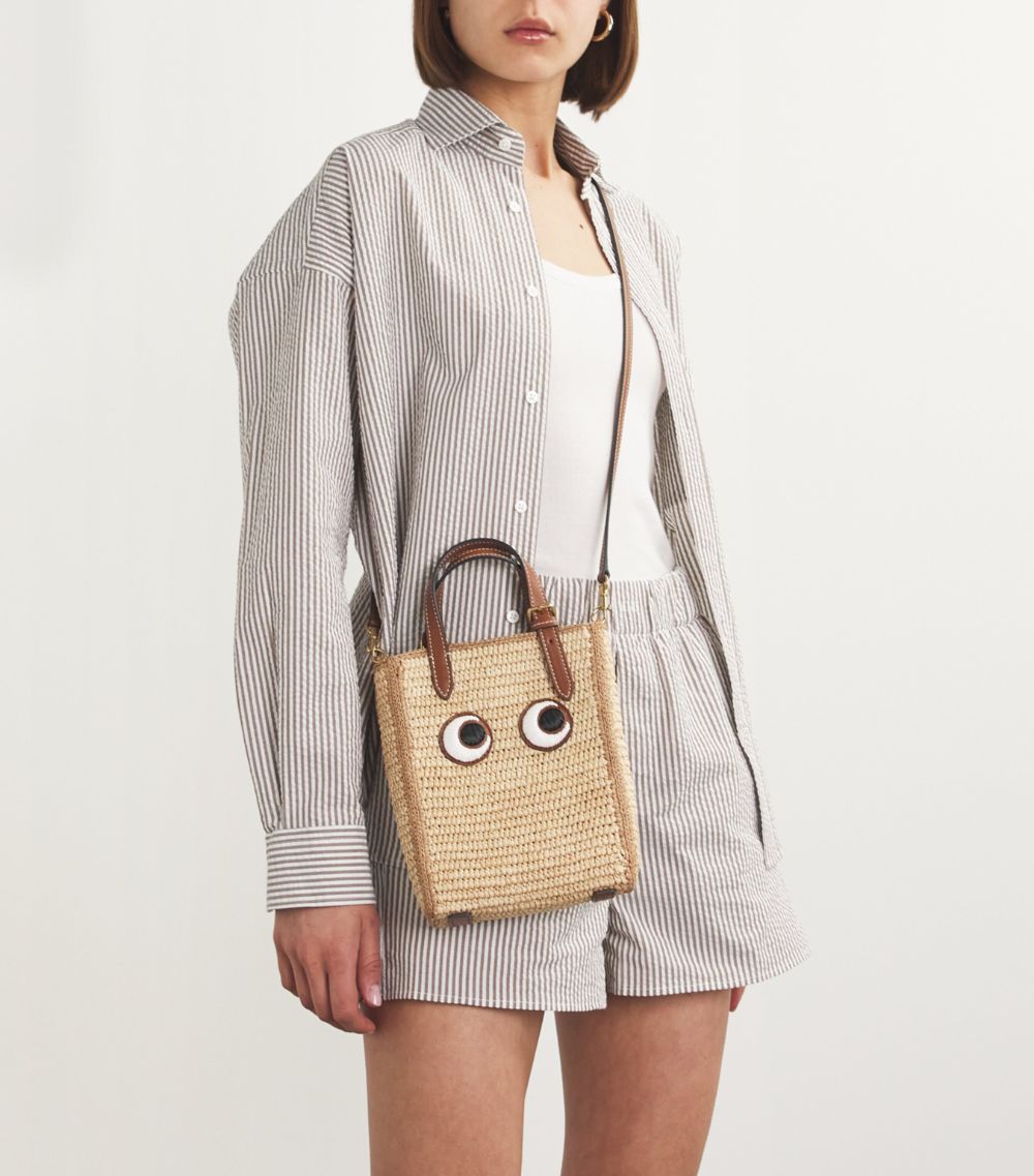 Anya Hindmarch Anya Hindmarch Mini Raffia N/S Eyes Tote Bag