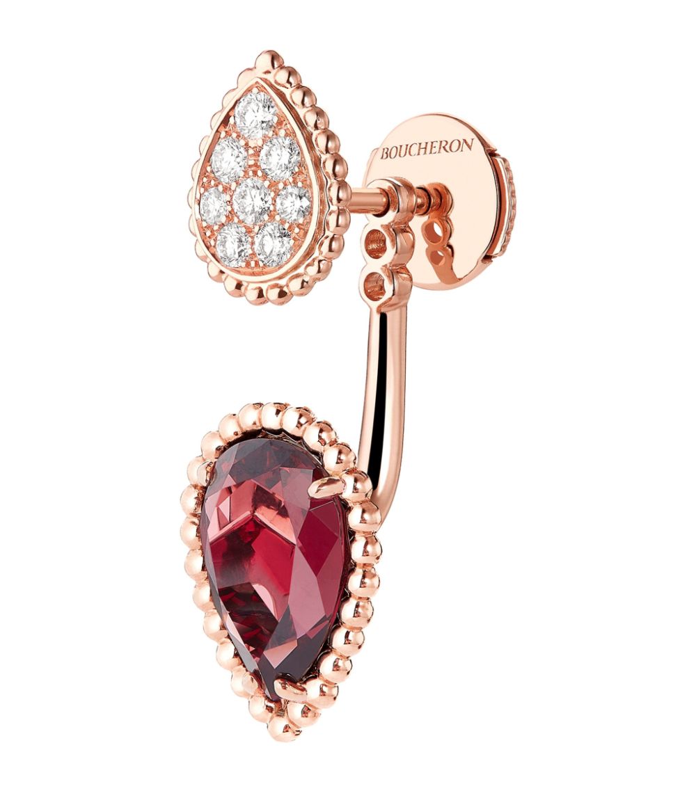 Boucheron Boucheron Rose Gold, Diamond And Garnet Serpent Bohème Earrings