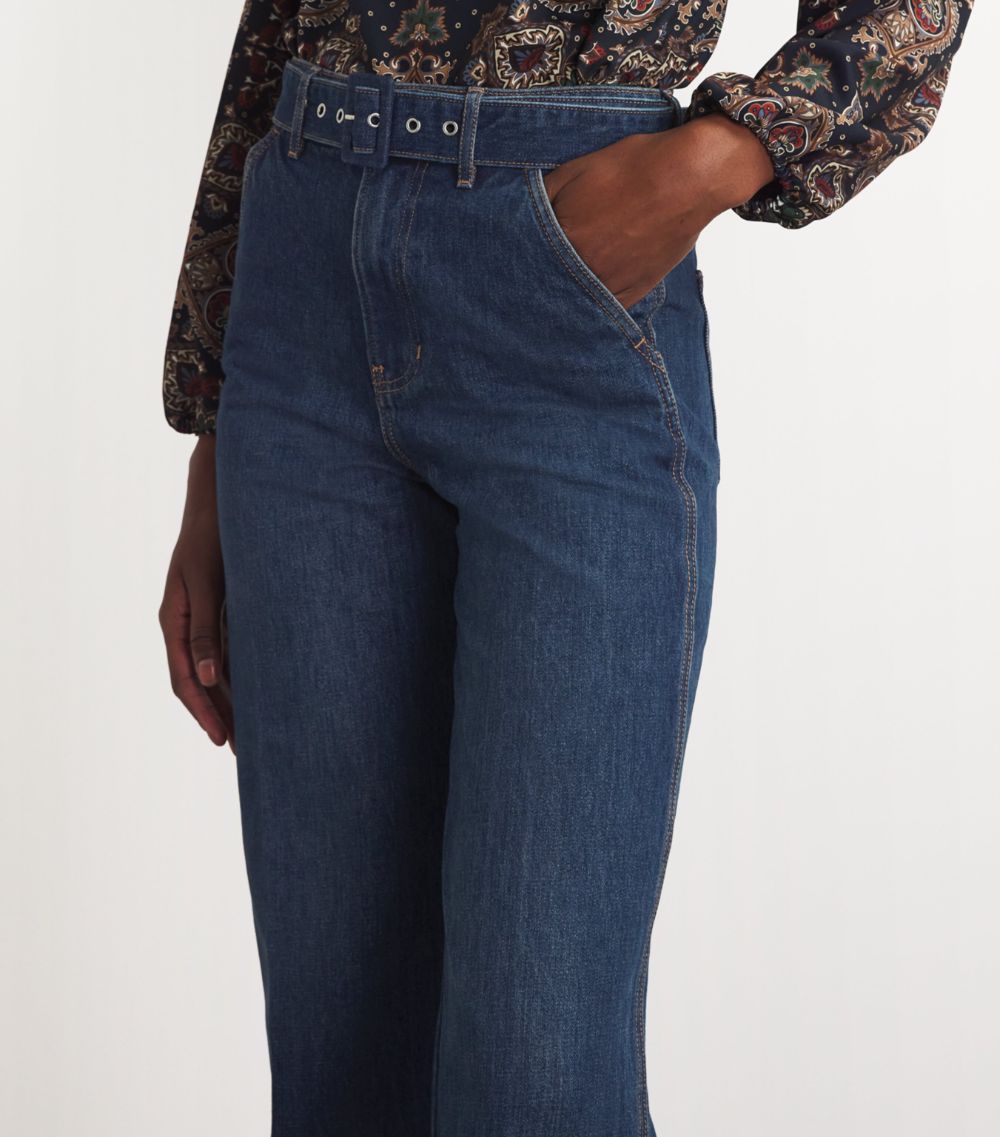 Veronica Beard Veronica Beard Belted Taylor High-Rise Wide-Leg Jeans