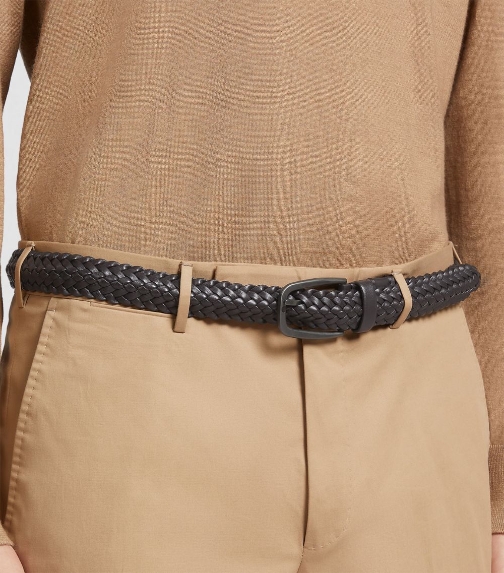 zegna Zegna Leather Woven Belt