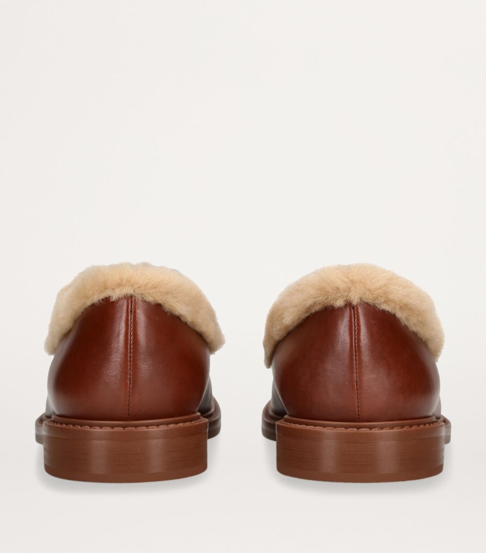 Chloé Chloé Shearling-Trimmed Leather Marcie Loafers