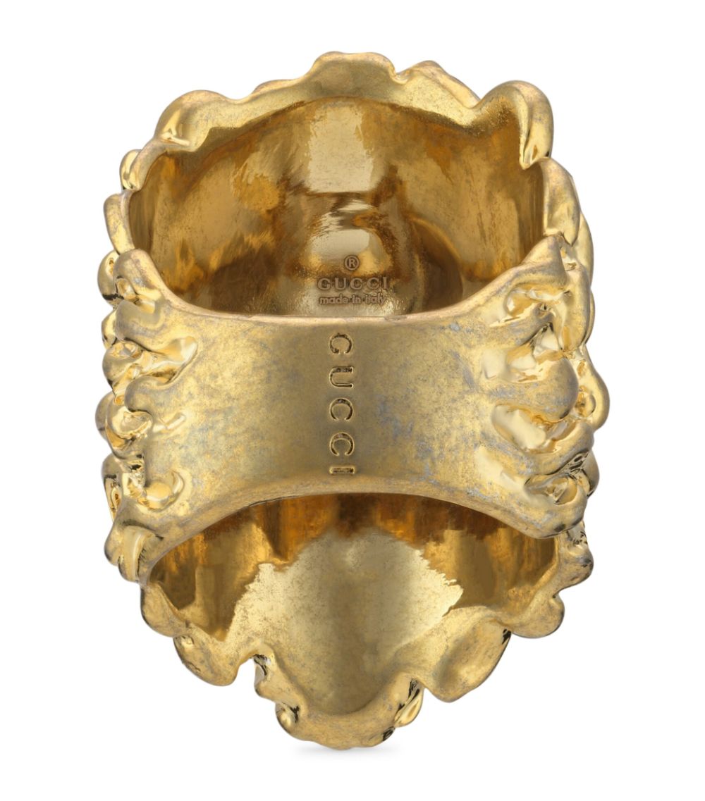 Gucci Gucci Crystal-Embellished Lion Head Ring