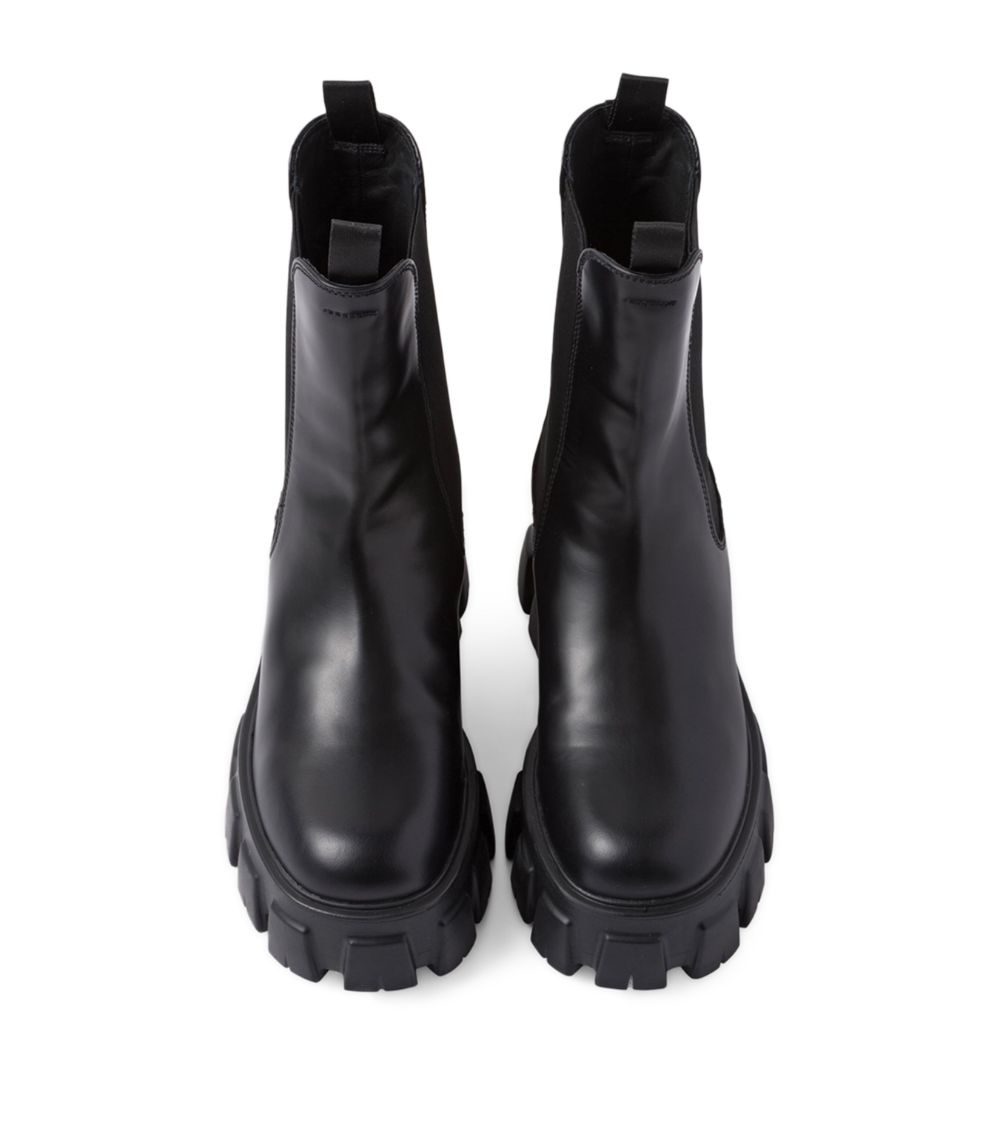 Prada Prada Brushed Leather Monolith Ankle Boots