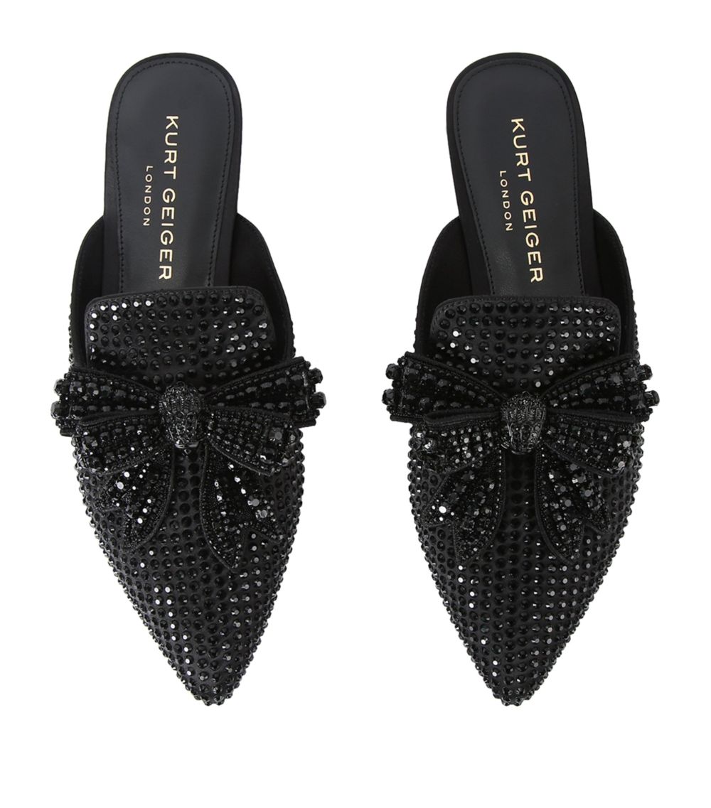 Kurt Geiger London Kurt Geiger London Satin Crystal-Embellished Bow Mules