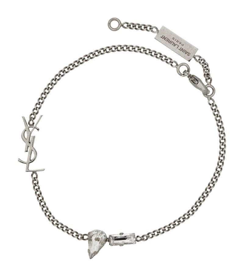 Saint Laurent Saint Laurent Crystal Monogram Chain Bracelet