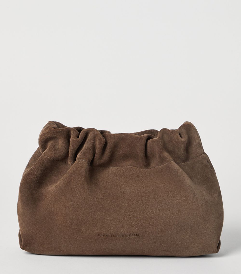 Brunello Cucinelli Brunello Cucinelli Suede Monili-Trim Shoulder Bag