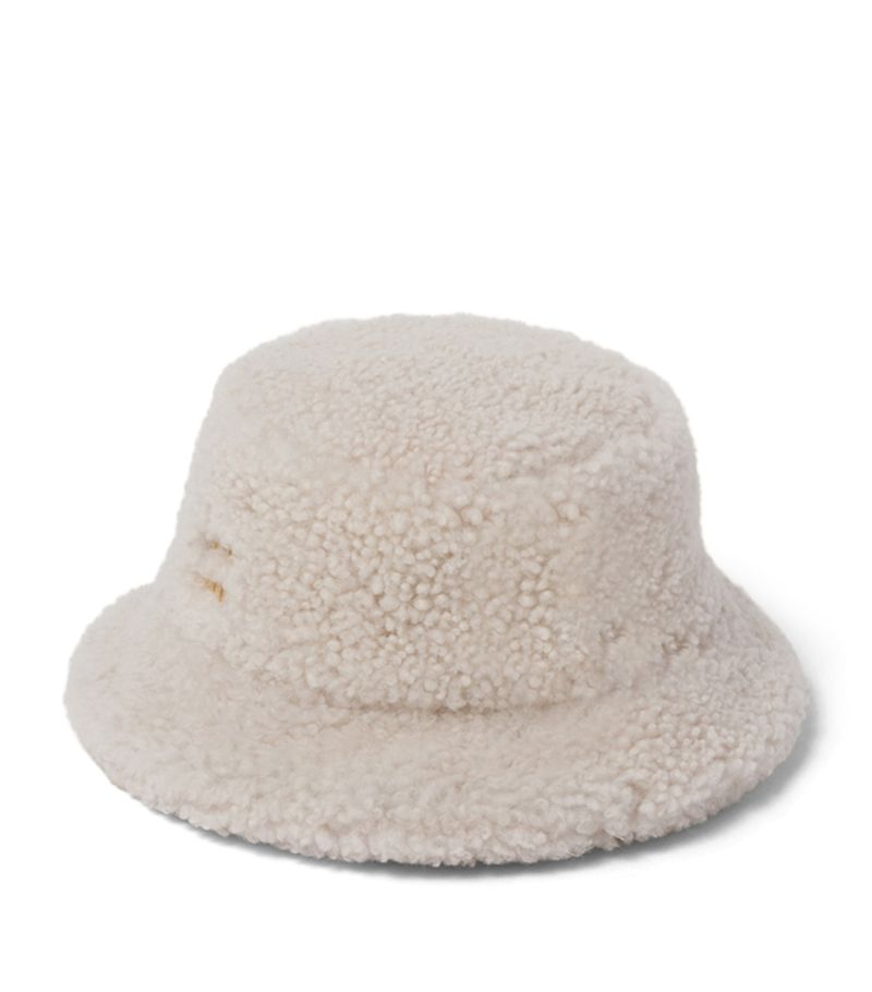 Miu Miu Miu Miu Shearling Logo Bucket Hat