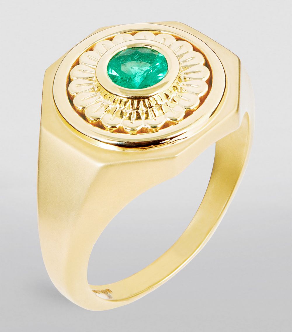 Orly Marcel Orly Marcel Yellow Gold And Emerald Mandala Ring