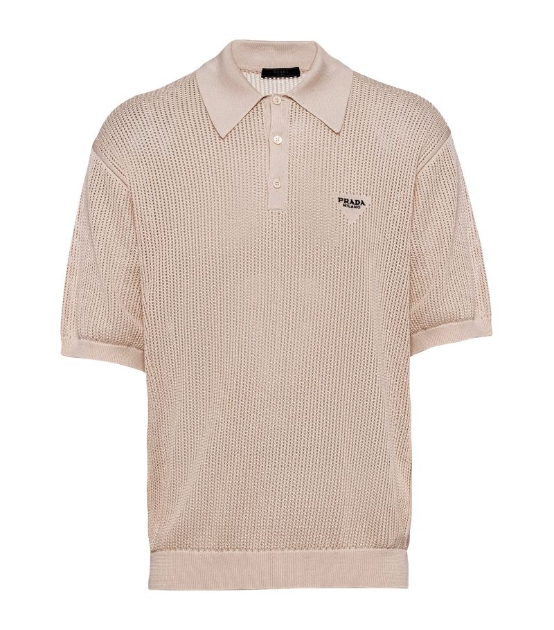 Prada Prada Silk-Cotton Knit Polo Shirt