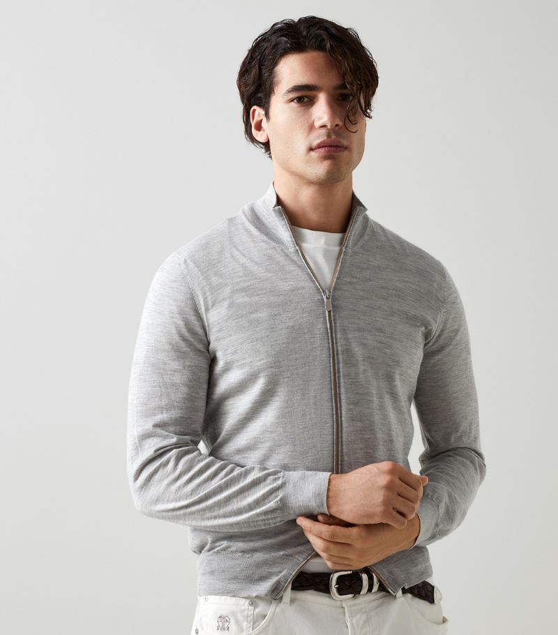 Brunello Cucinelli Brunello Cucinelli Cashmere-Silk Zip-Up Cardigan